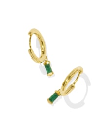 Blythe 18k Gold Vermeil Huggie Earrings in Green Onyx | Kendra Scott